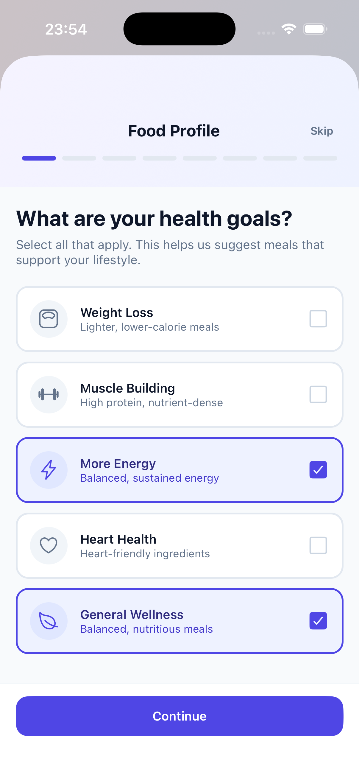 Food Profile Setup 1